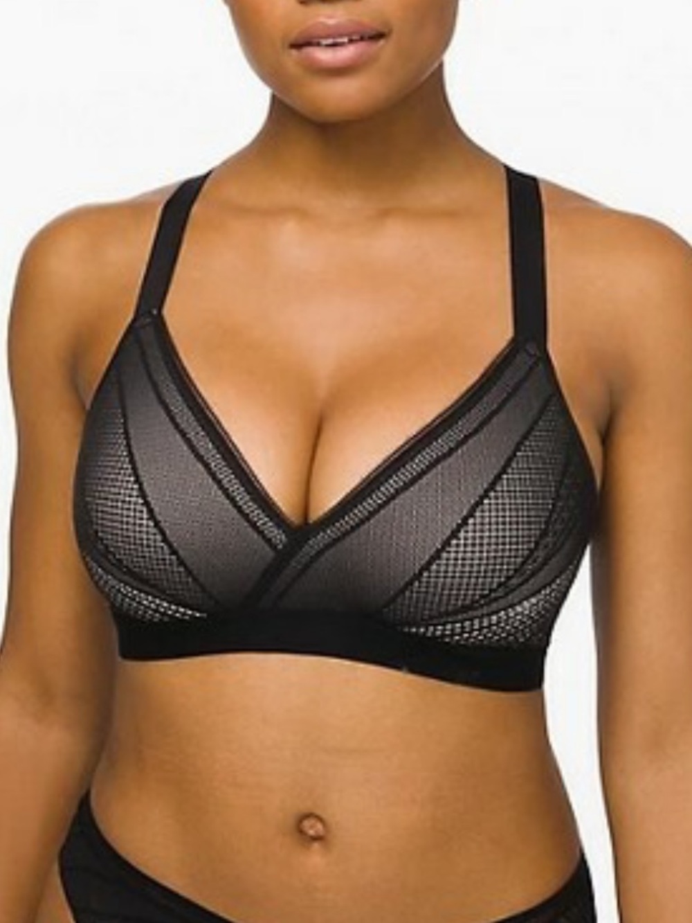 Lululemon Awake to Lace Bra Black / Barely Beige , size 34 C